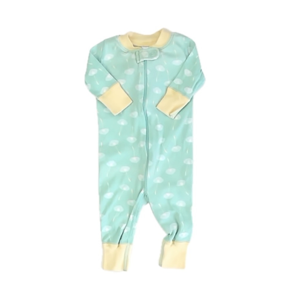 Hanna Andersson Girls Aqua | Yellow 1-piece Non-footed Pajamas size: 0-6 Months